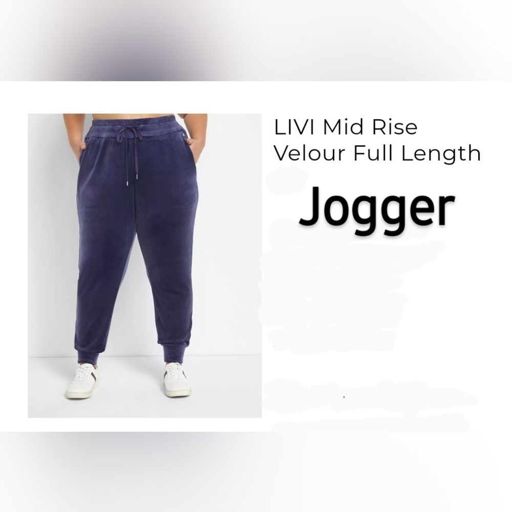 Livi Mid Rise Velour Full Length Jogger
